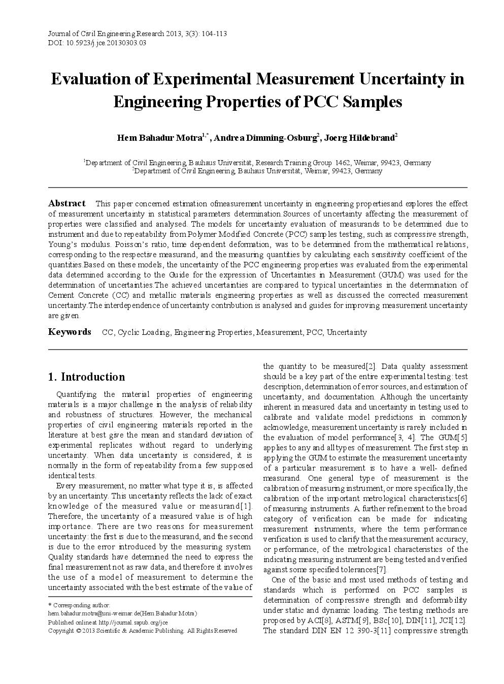 Evaluation Of Experimental Measurement Uncertainty In Engineering Properties Of PCC Samples - Page 2