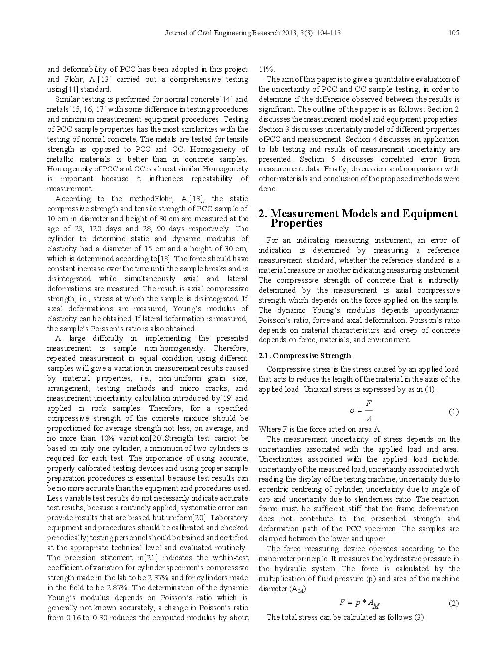 Evaluation Of Experimental Measurement Uncertainty In Engineering Properties Of PCC Samples - Page 3