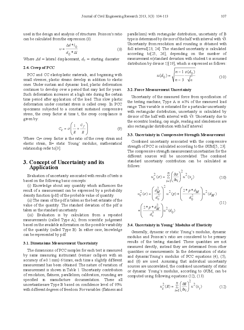 Evaluation Of Experimental Measurement Uncertainty In Engineering Properties Of PCC Samples - Page 5