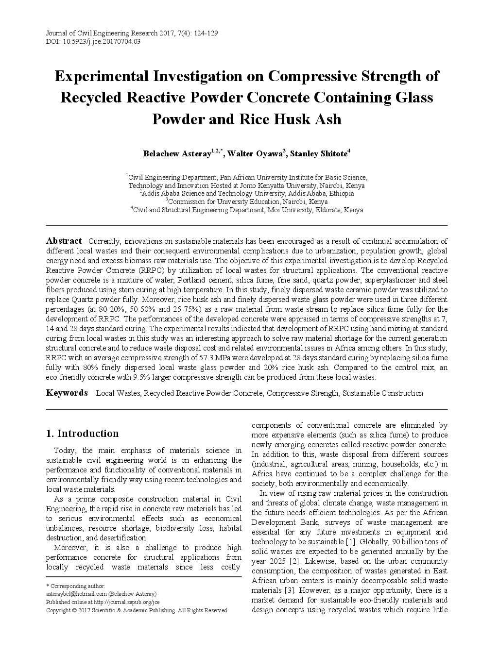 Experimental Investigation On Compressive Strength Of Recycled Reactive Powder Concrete Containing Glass Powder And Rice Husk Ash - Page 2