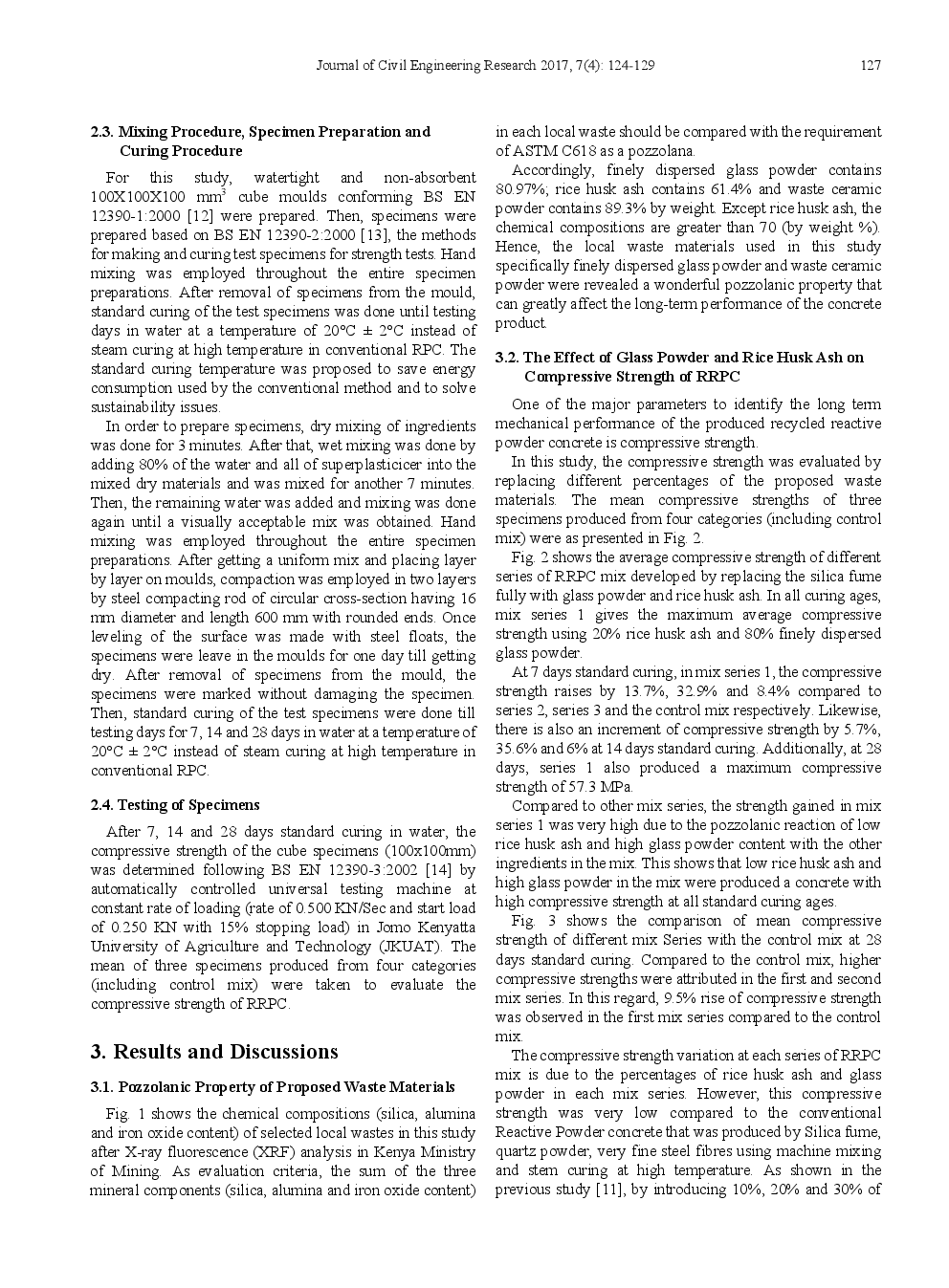 Experimental Investigation On Compressive Strength Of Recycled Reactive Powder Concrete Containing Glass Powder And Rice Husk Ash - Page 5