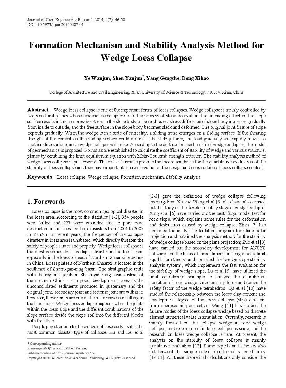 Formation Mechanism And Stability Analysis Method For Wedge Loess Collapse - Page 2