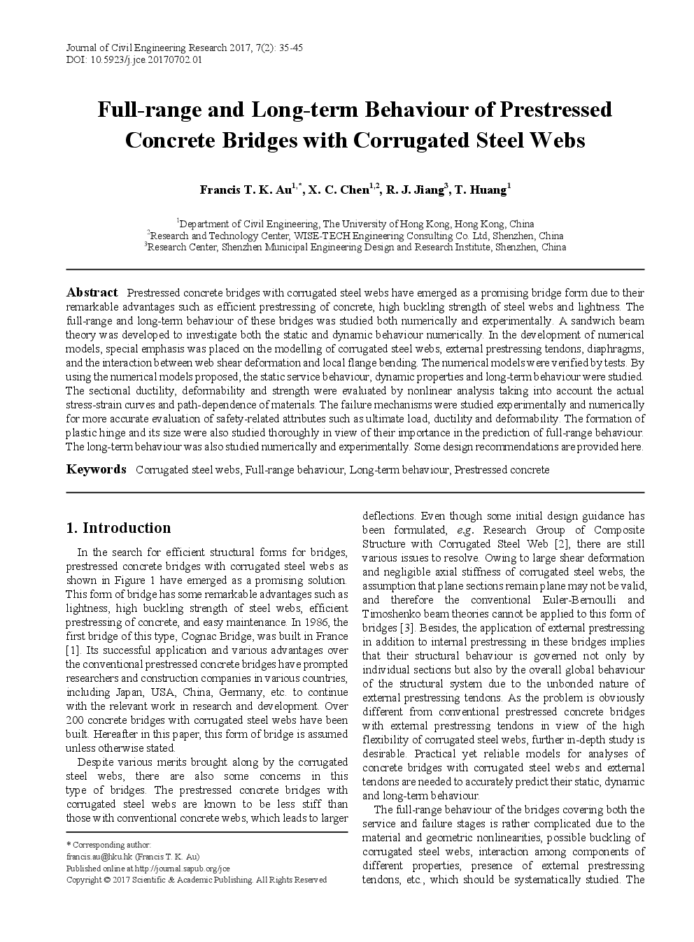 Full-Range And Long-Term Behaviour Of Prestressed Concrete Bridges With Corrugated Steel Webs - Page 2