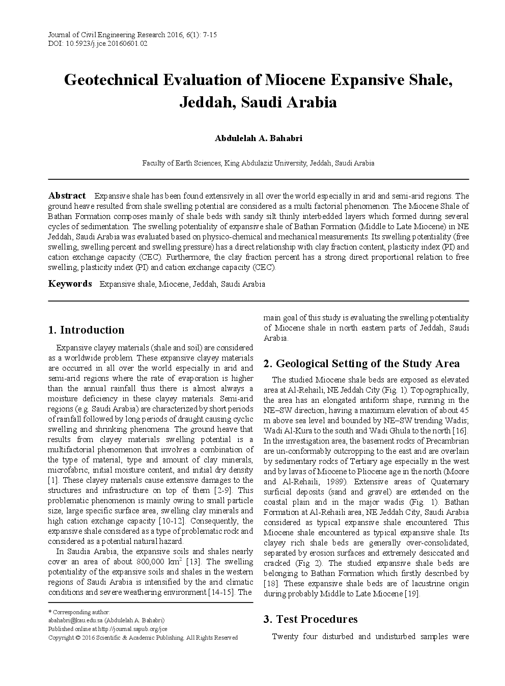 Geotechnical Evaluation Of Miocene Expansive Shale, Jeddah, Saudi Arabia - Page 2