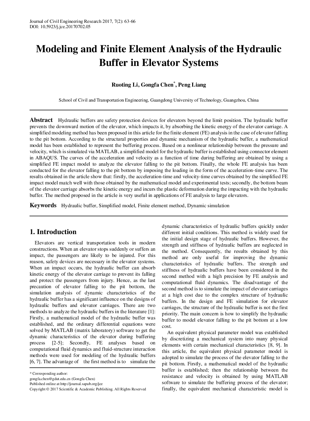 Modeling And Finite Element Analysis Of The Hydraulic Buffer In Elevator Systems - Page 2