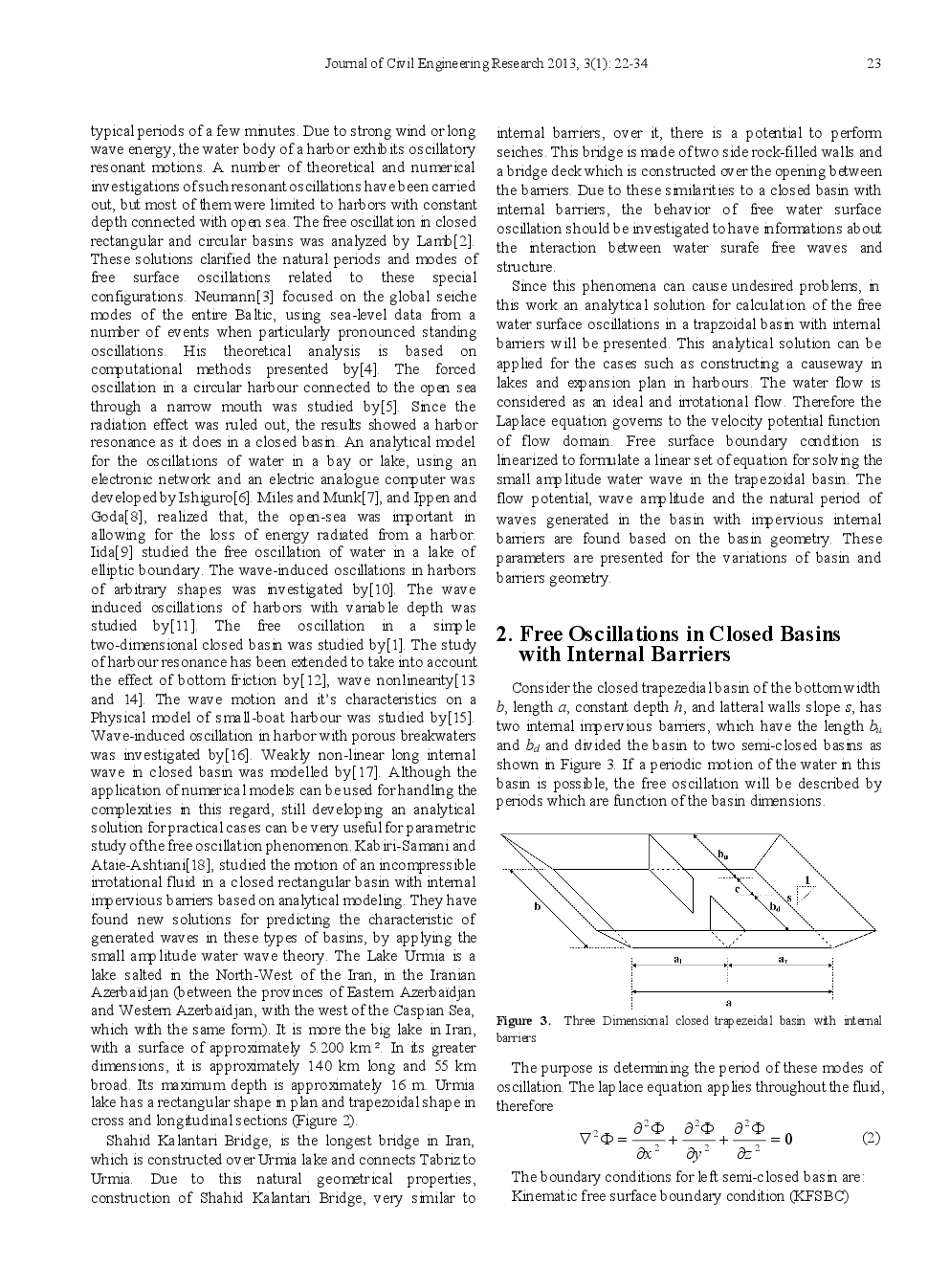 Natural Frequencies Of Seiche In A Closed Trapezoidal Basin With Internal Barriers - Page 3