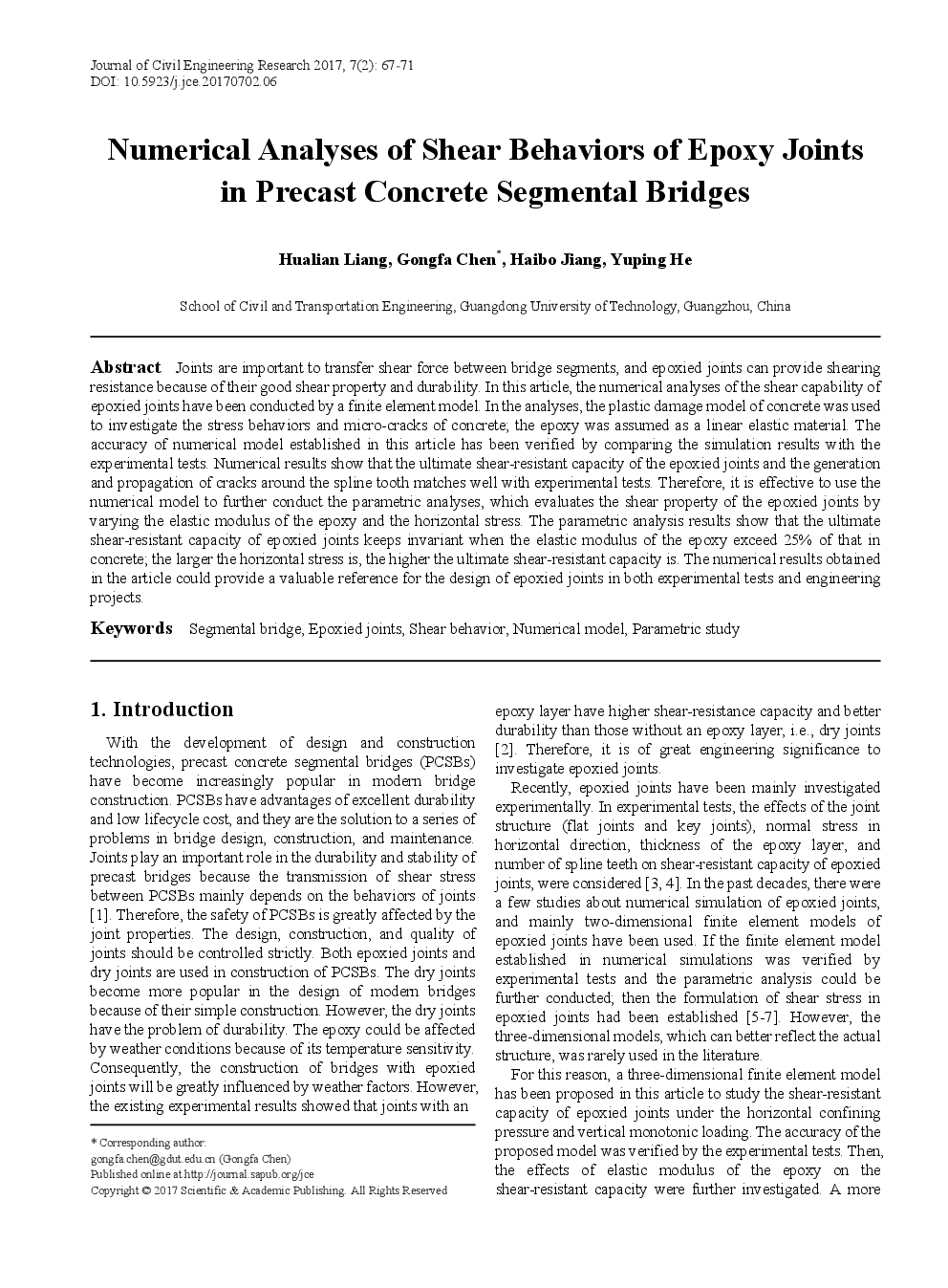 Numerical Analyses Of Shear Behaviors Of Epoxy Joints In Precast Concrete Segmental Bridges - Page 2