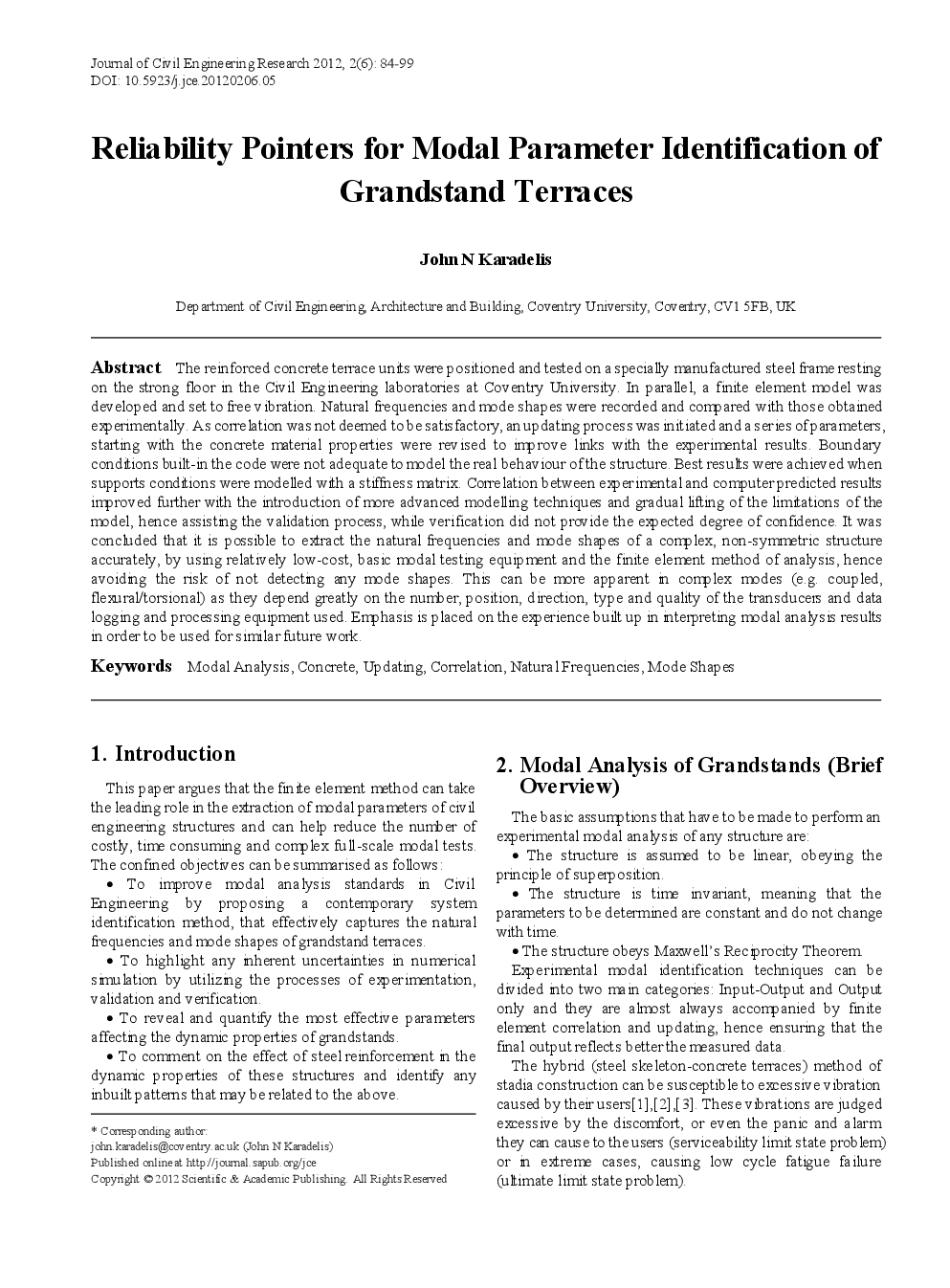 Reliability Pointers For Modal Parameter Identification Of Grandstand Terraces - Page 2