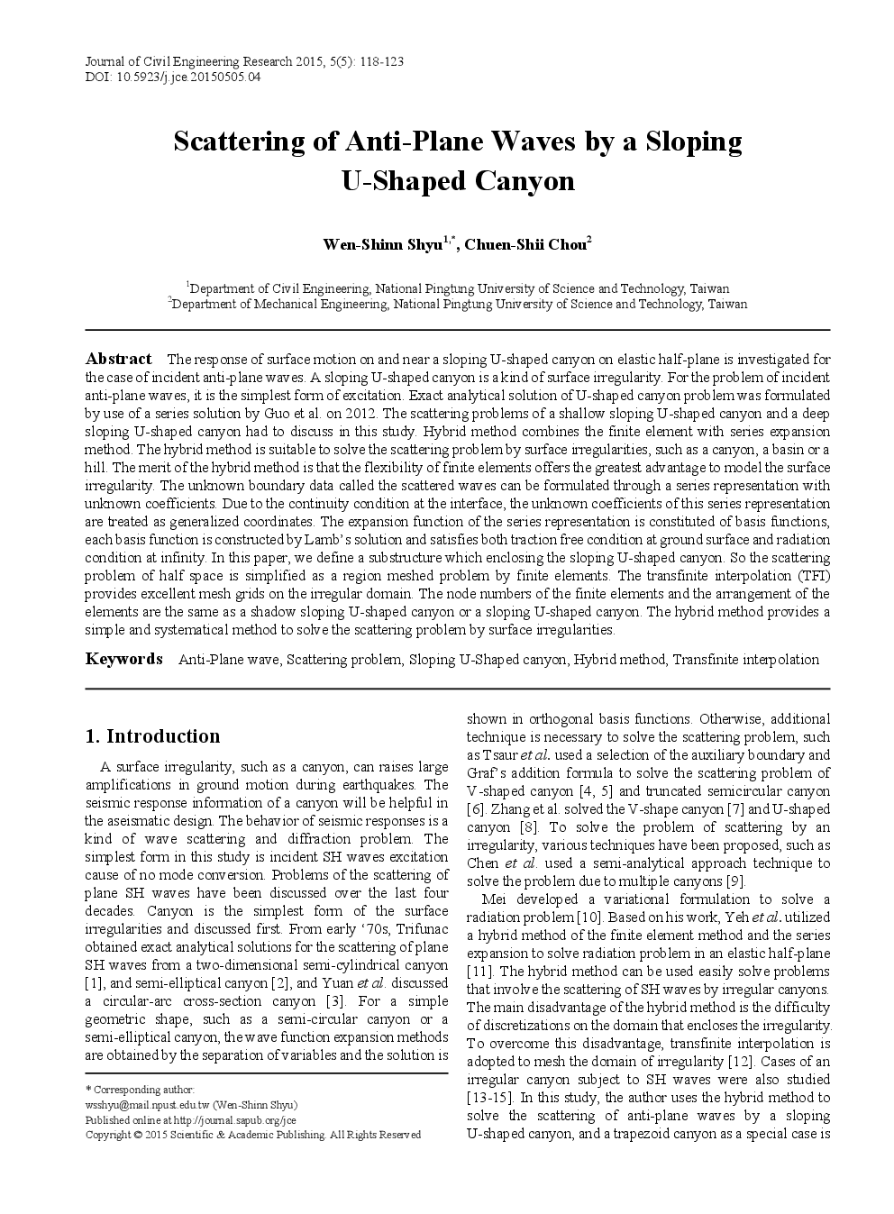 Scattering Of Anti-Plane Waves By A Sloping U-Shaped Canyon - Page 2
