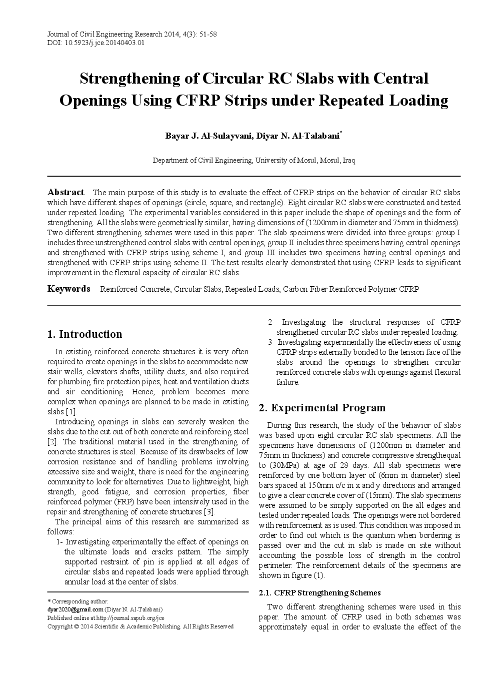 Strengthening Of Circular RC Slabs With Central Openings Using CFRP Strips Under Repeated Loading - Page 2