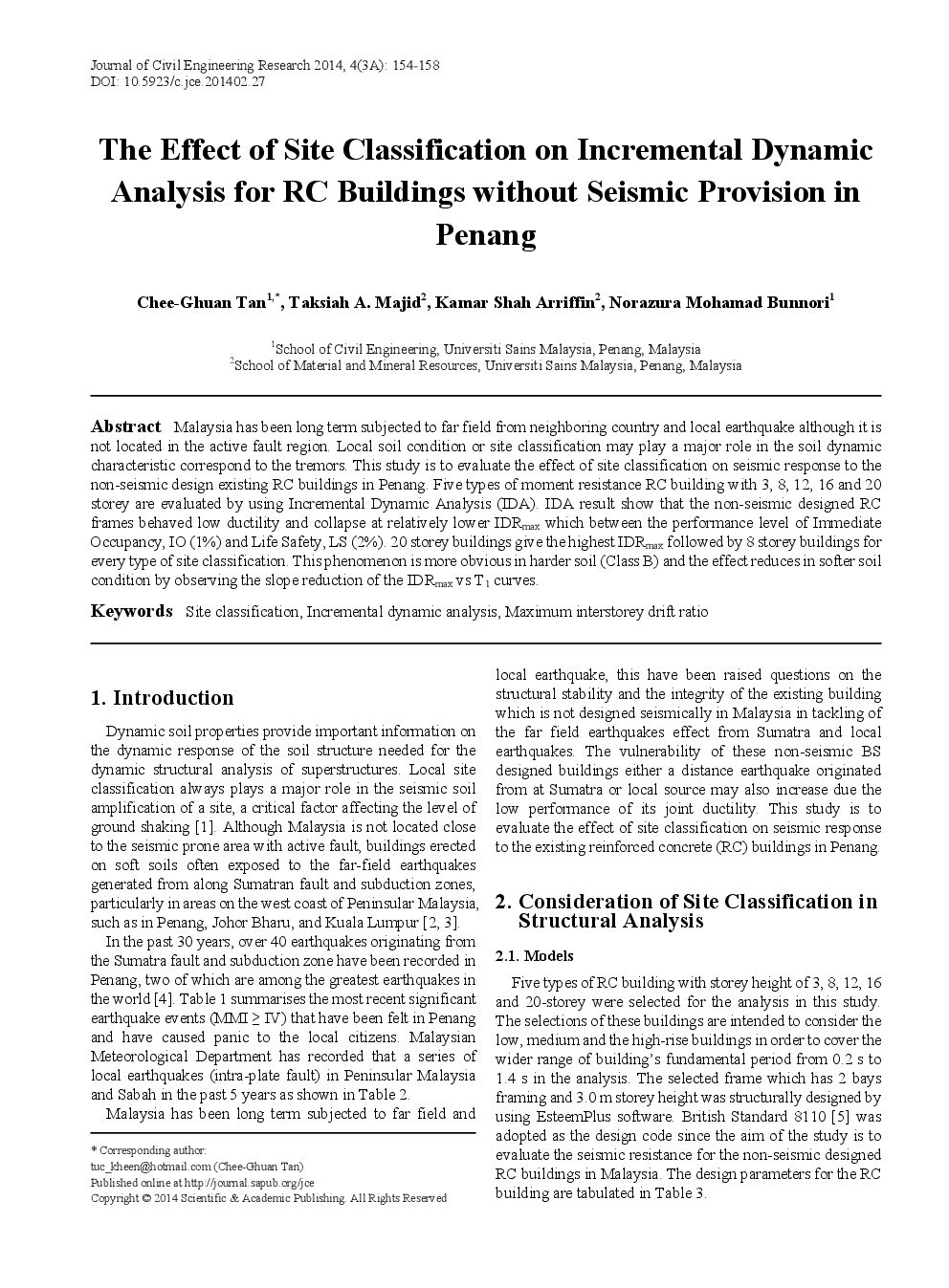 The Effect Of Site Classification On Incremental Dynamic Analysis For RC Buildings Without Seismic Provision In Penang - Page 2
