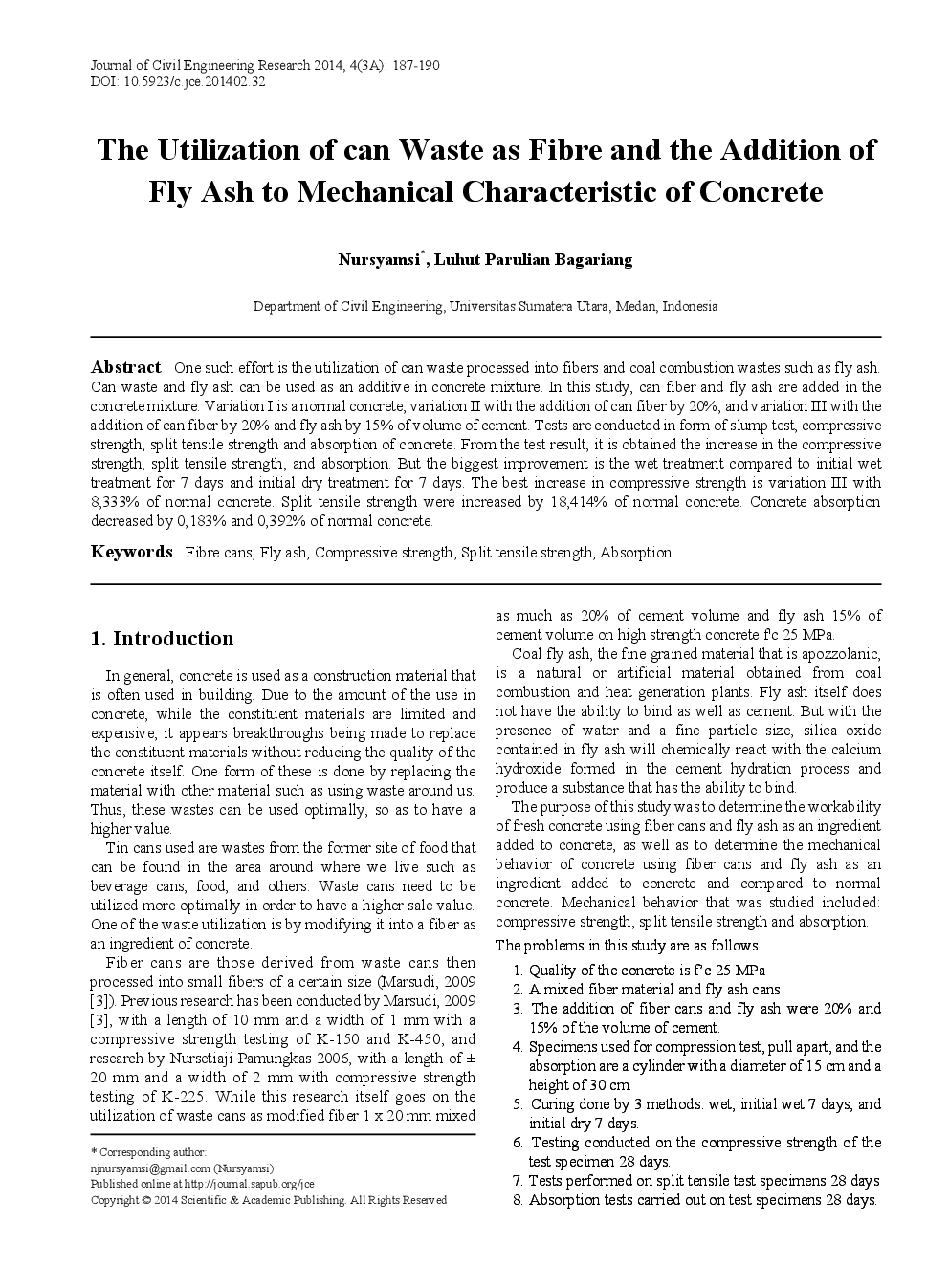 The Utilization Of Can Waste As Fibre And The Addition Of Fly Ash To Mechanical Characteristic Of Concrete - Page 2