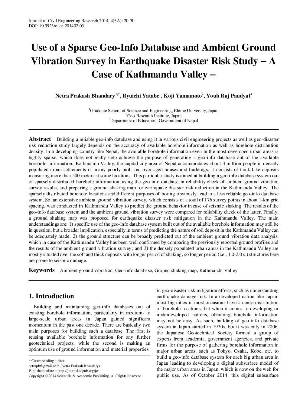 Use Of A Sparse Geo-Info Database And Ambient Ground Vibration Survey In Earthquake Disaster Risk Study - A Case Of Kathmandu Valley - Page 2