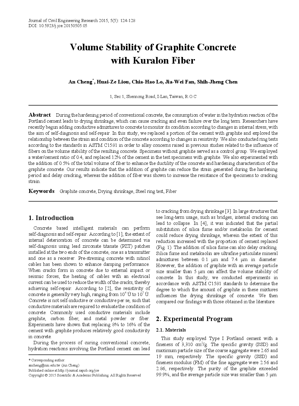 Volume Stability Of Graphite Concrete With Kuralon Fiber - Page 2