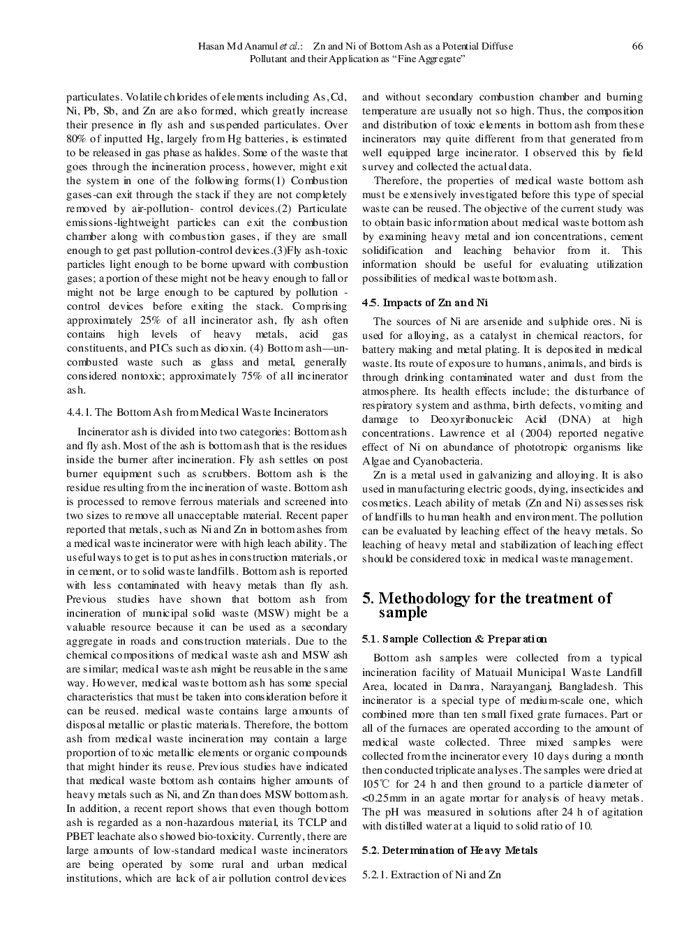 Zn And Ni Of Bottom Ash As A Potential Diffuse Pollutant And Their Application As “Fine Aggregate” - Page 4