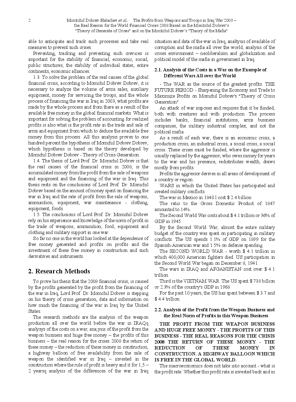 The Profits From Weapons And Troops In Iraq War 2003 - The Real Reason For The World Financial Crises 2008 Based On The Momtchil Dobrev's "Theory Of Generate Of Crises" And On The Momtchil Dobrev's "Theory Of The Mafia" - Page 3