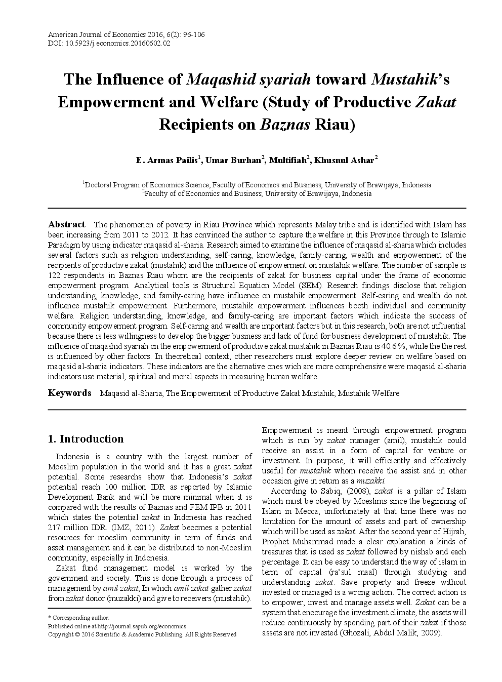 The Influence Of Maqashid Syariah Toward Mustahik's Empowerment And Welfare (Study Of Productive Zakat Recipients On Baznas Riau) - Page 2