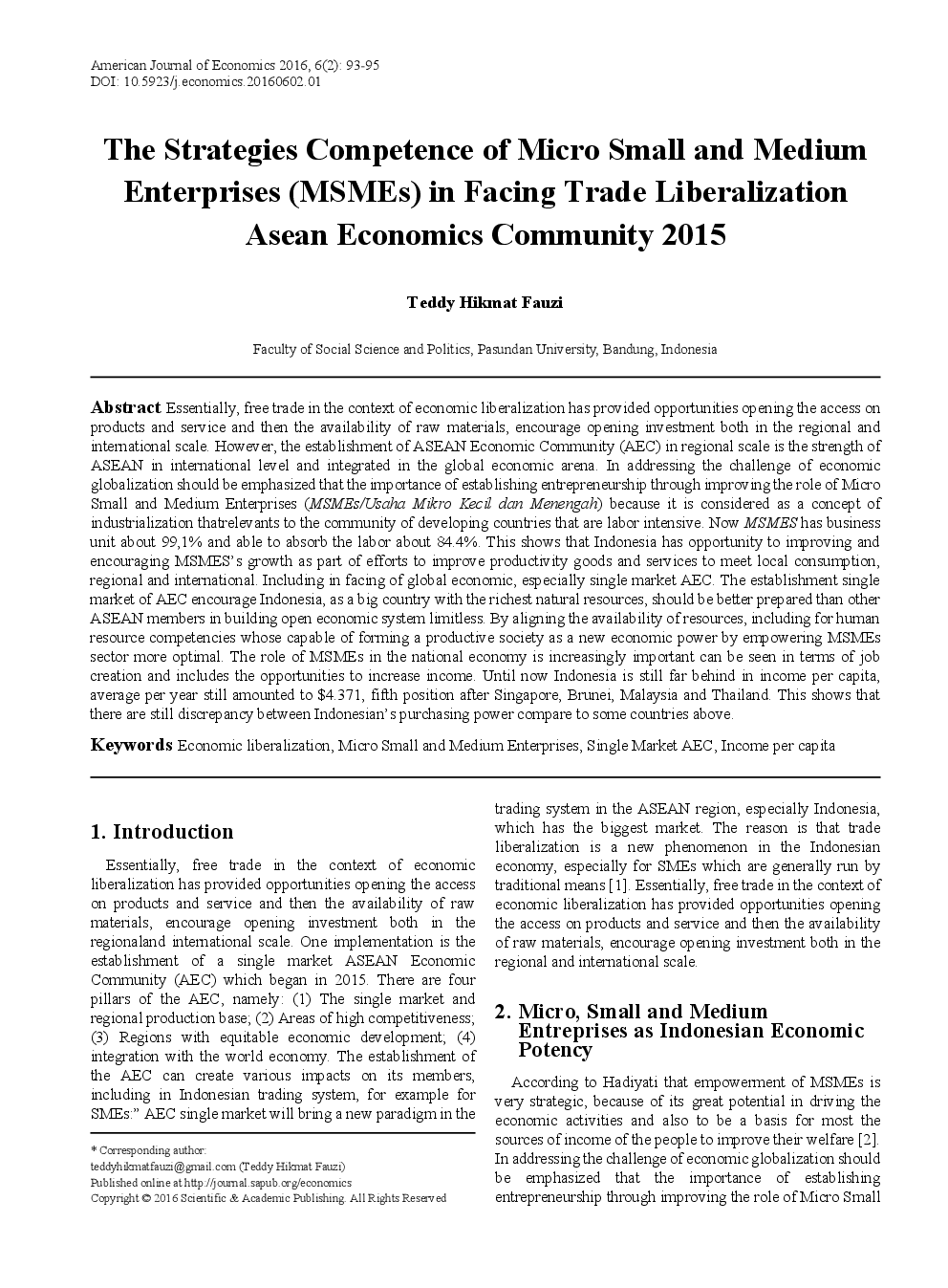 The Strategies Competence Of Micro Small And Medium Enterprises (MSMEs) In Facing Trade Liberalization Asean Economics Community 2015 - Page 2