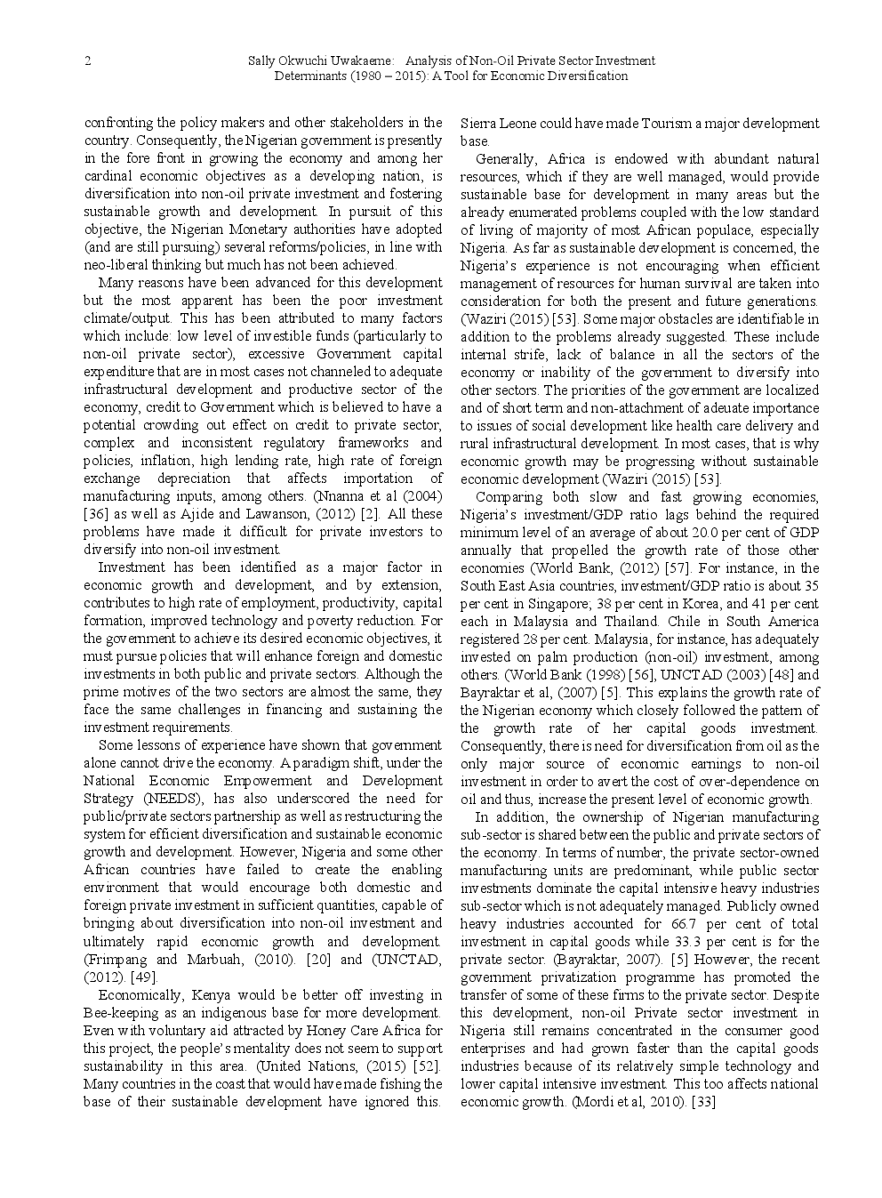 Analysis Of Non-Oil Private Sector Investment Determinants (1980 - 2015) A Tool For Economic Diversification - Page 3