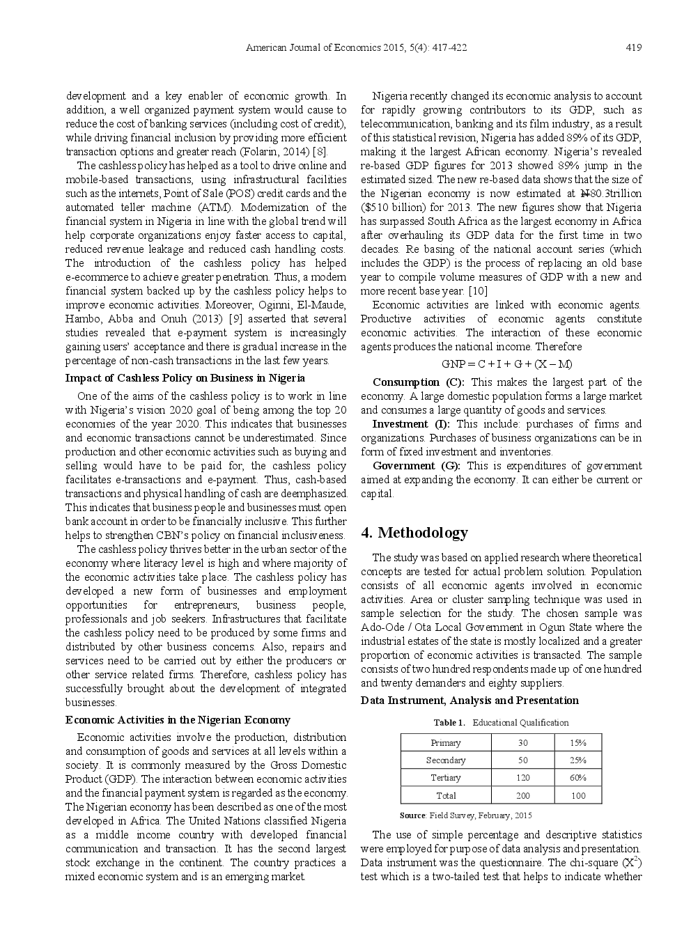 Cashless Policy And Economic Activities In Developing Countries (A Case Study Of Nigeria) - Page 4