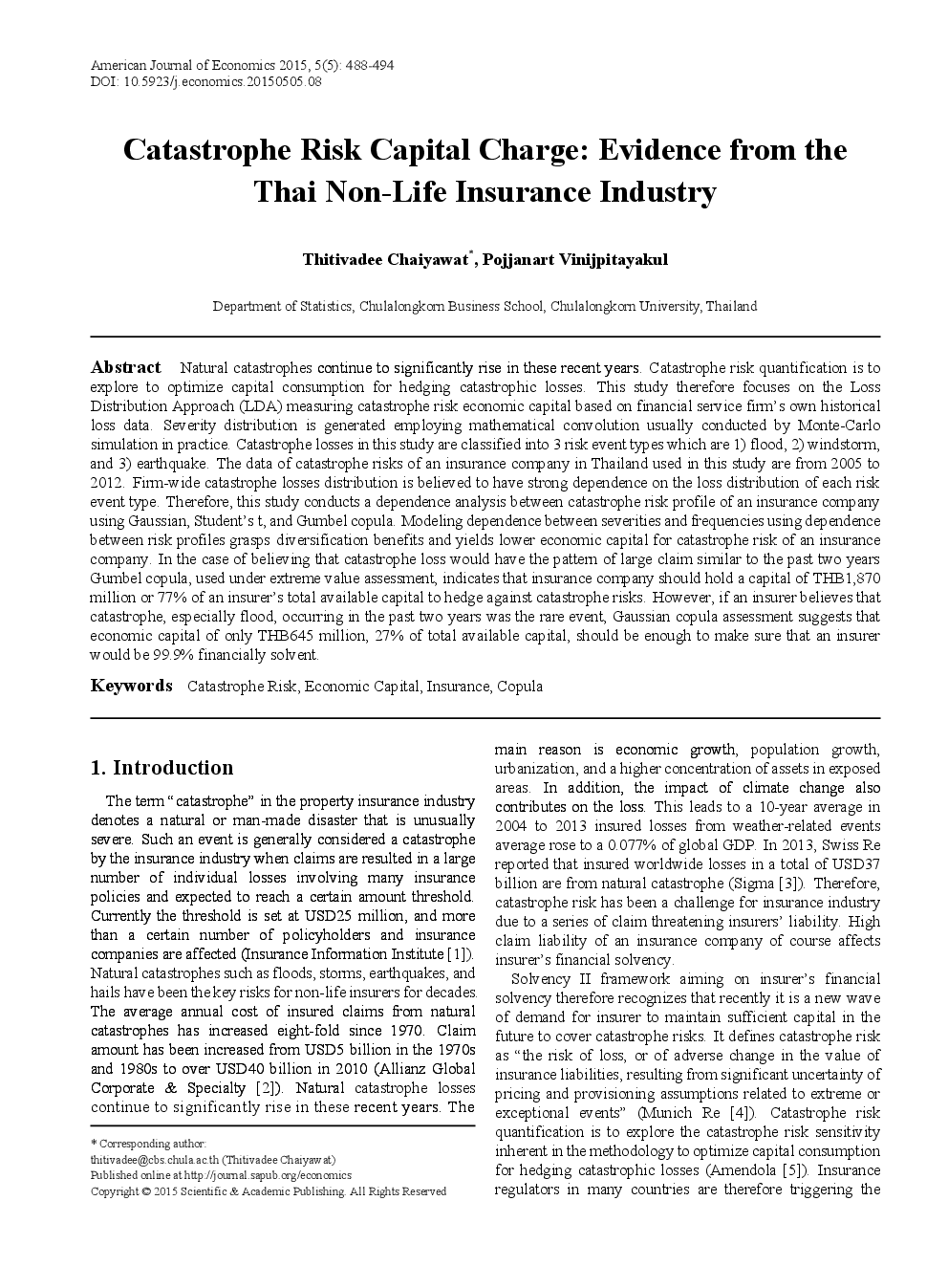 Catastrophe Risk Capital Charge Evidence From The Thai Non-Life Insurance Industry - Page 2