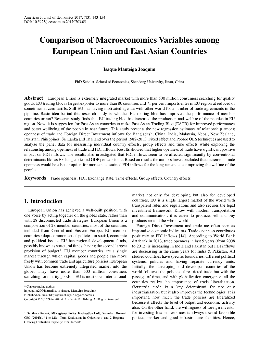 Comparison Of Macroeconomics Variables Among European Union And East Asian Countries - Page 2