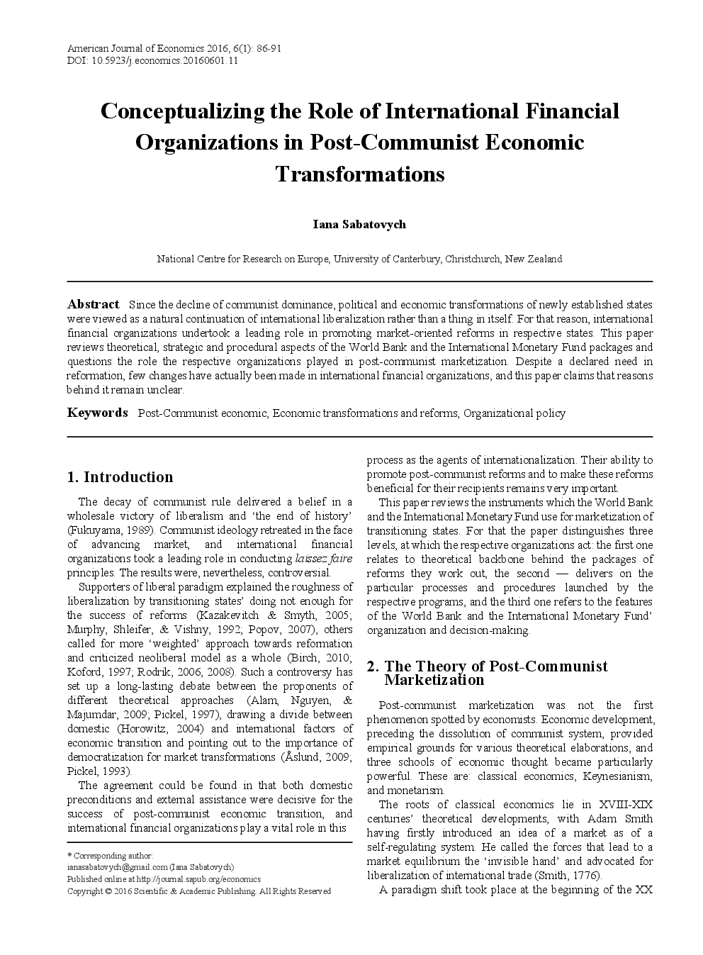 Conceptualizing The Role Of International Financial Organizations In Post-Communist Economic Transformations - Page 2