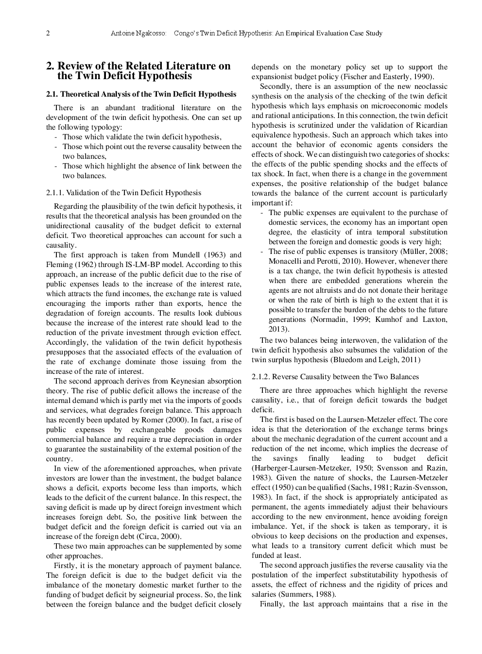 Congo's Twin Deficit Hypothesis An Empirical Evaluation Case Study - Page 3
