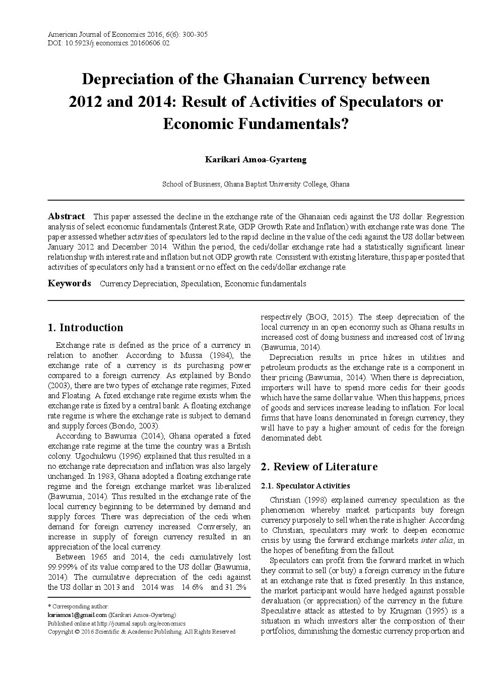 Depreciation Of The Ghanaian Currency Between 2012 And 2014 Result Of Activities Of Speculators Or Economic Fundamentals - Page 2