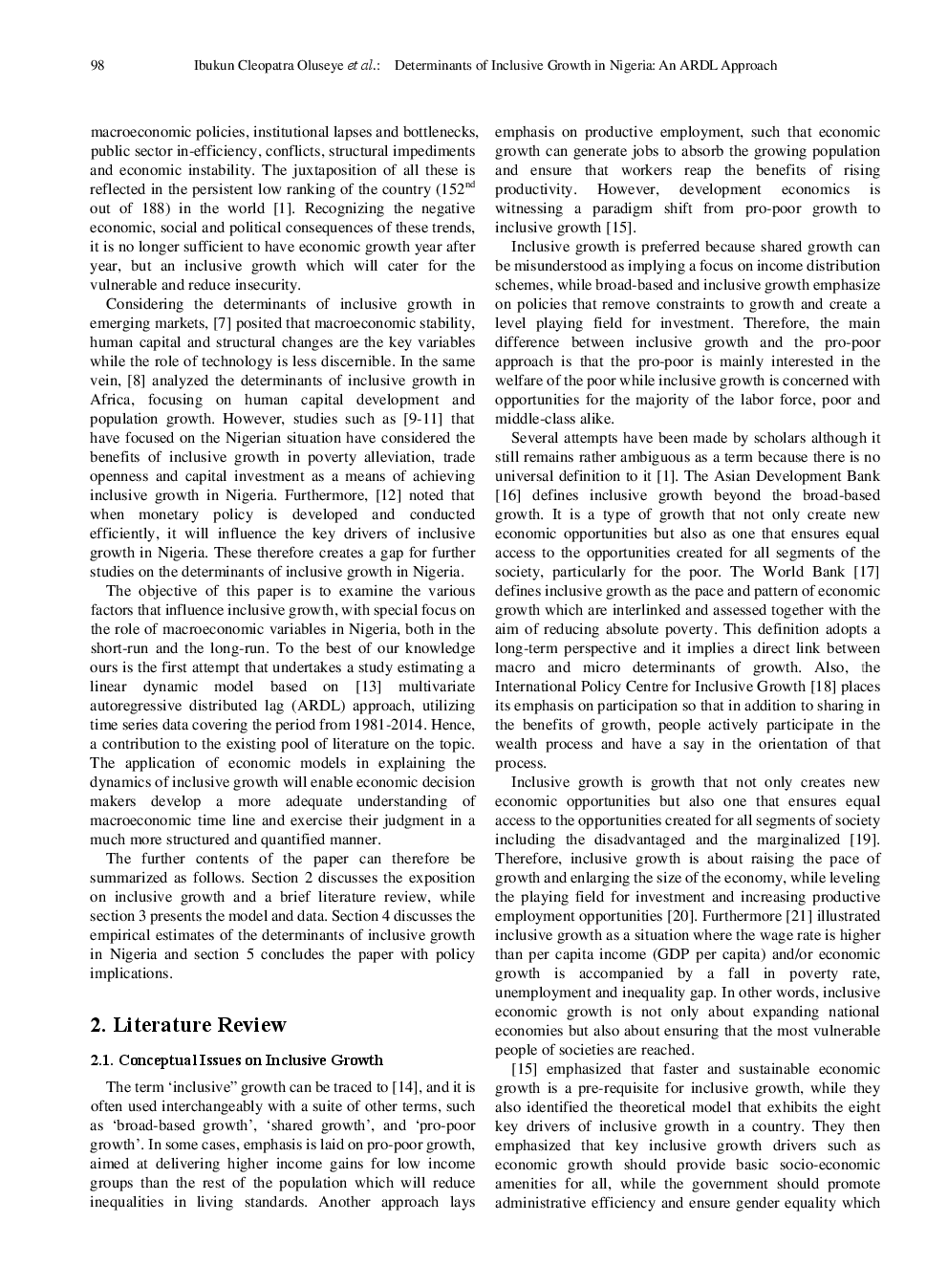 Determinants Of Inclusive Growth In Nigeria An ARDL Approach - Page 3