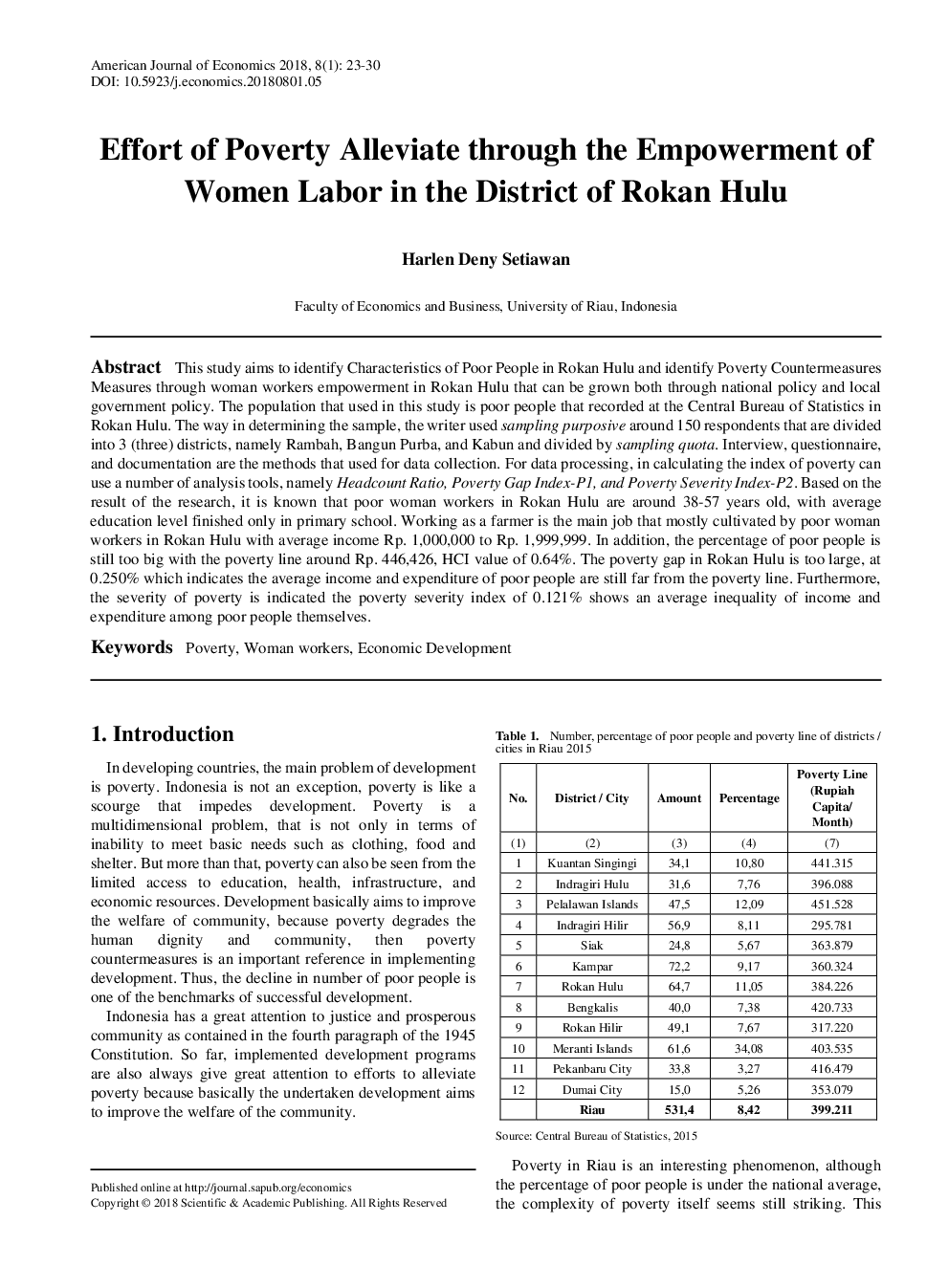 Effort Of Poverty Alleviate Through The Empowerment Of Women Labor In The District Of Rokan Hulu - Page 2