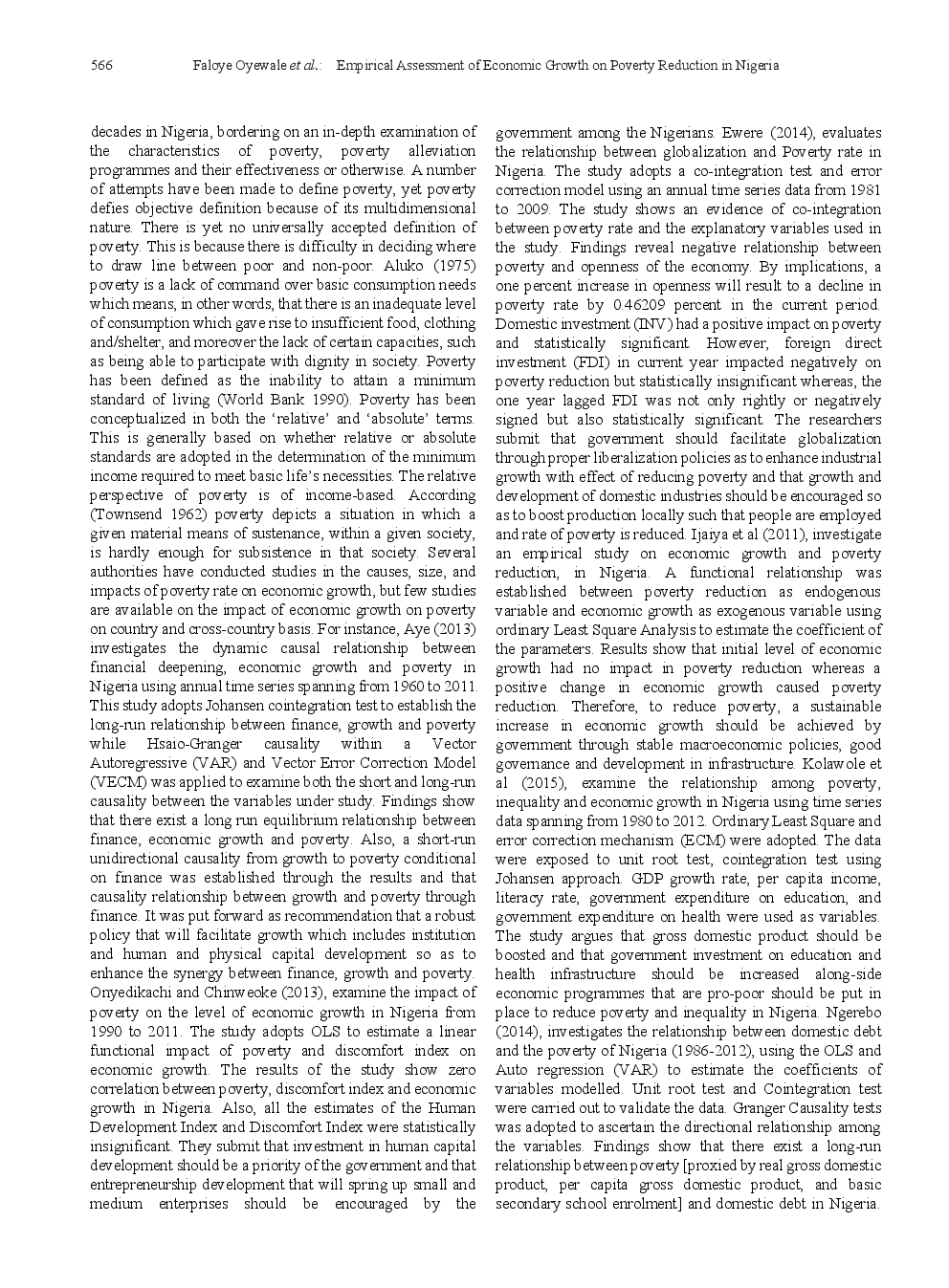 Empirical Assessment Of Economic Growth On Poverty Reduction In Nigeria - Page 3