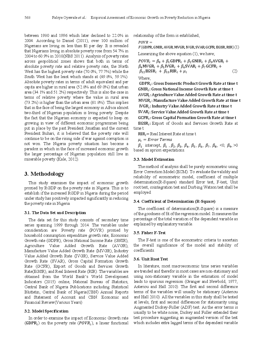 Empirical Assessment Of Economic Growth On Poverty Reduction In Nigeria - Page 5