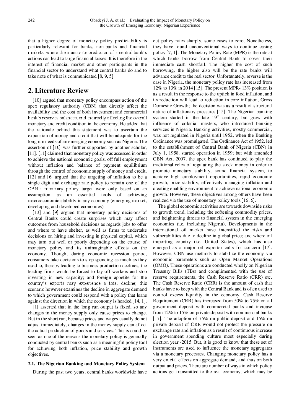 Evaluating The Impact Of Monetary Policy On The Growth Of Emerging Economy Nigerian Experience - Page 3