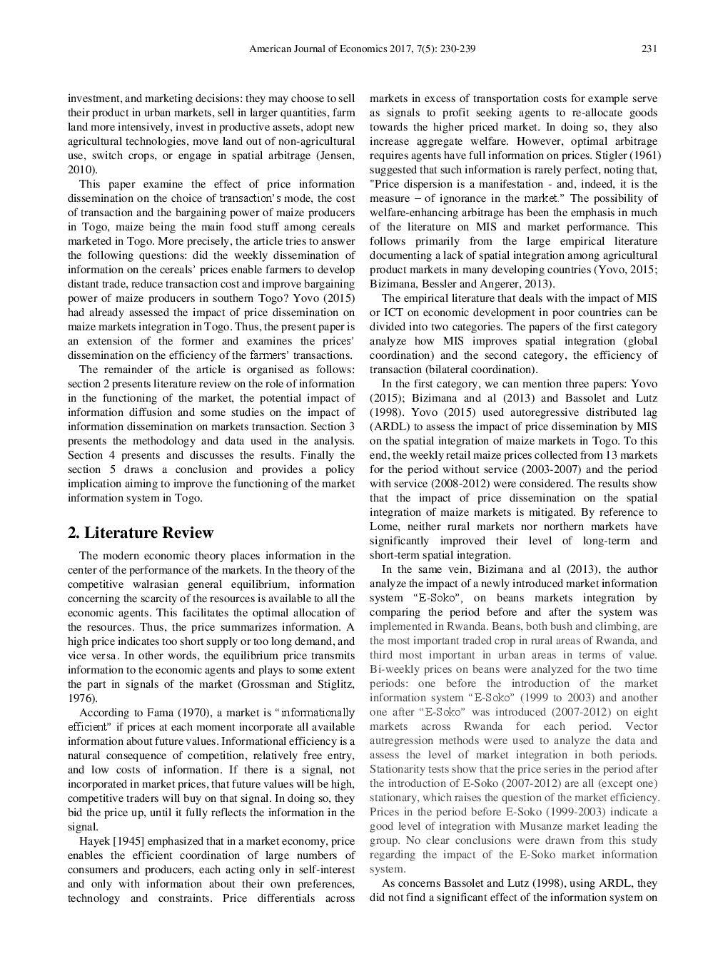 Farmer Choice, Cost Of Transaction, Bargaining Power And Market Information Services In Togo - Page 3