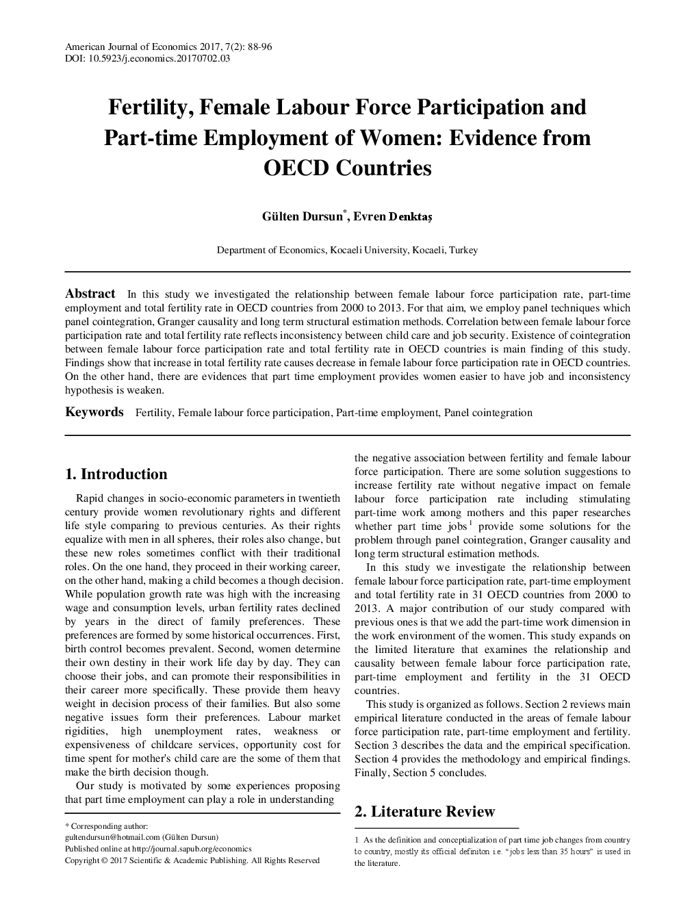 Fertility, Female Labour Force Participation And Part-Time Employment Of Women Evidence From OECD Countries - Page 2