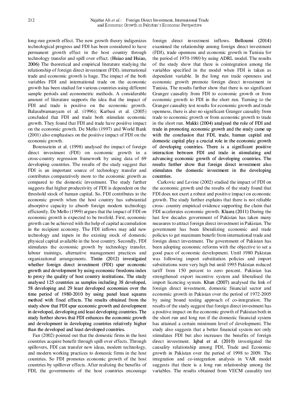 Foreign Direct Investment, International Trade And Economic Growth In Pakistan's Economic Perspective - Page 3