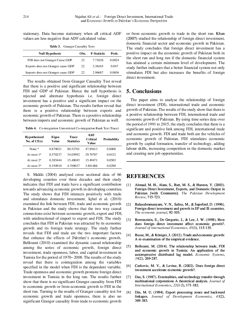 Foreign Direct Investment, International Trade And Economic Growth In Pakistan's Economic Perspective - Page 5