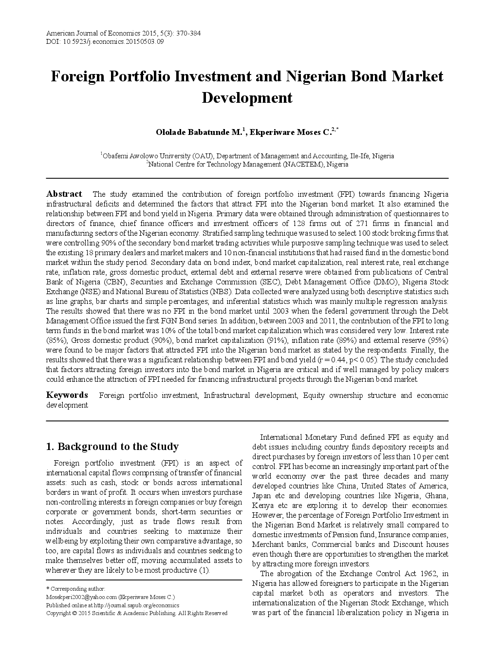 Foreign Portfolio Investment And Nigerian Bond Market Development - Page 2