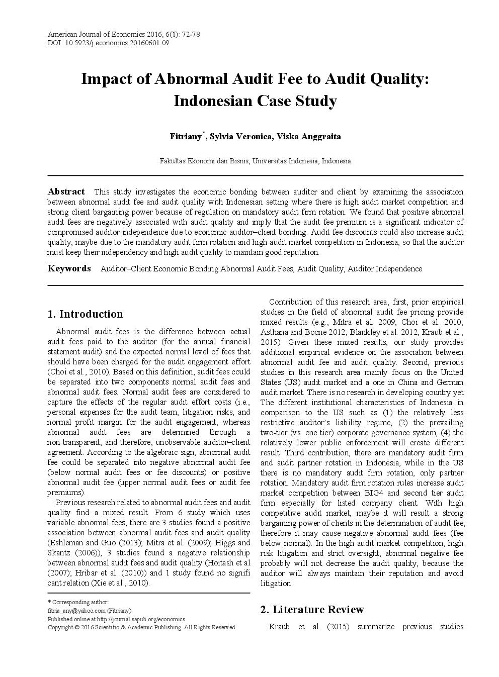 Impact Of Abnormal Audit Fee To Audit Quality Indonesian Case Study - Page 2