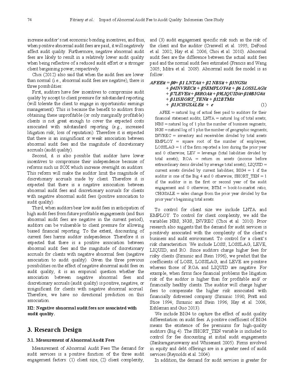 Impact Of Abnormal Audit Fee To Audit Quality Indonesian Case Study - Page 4