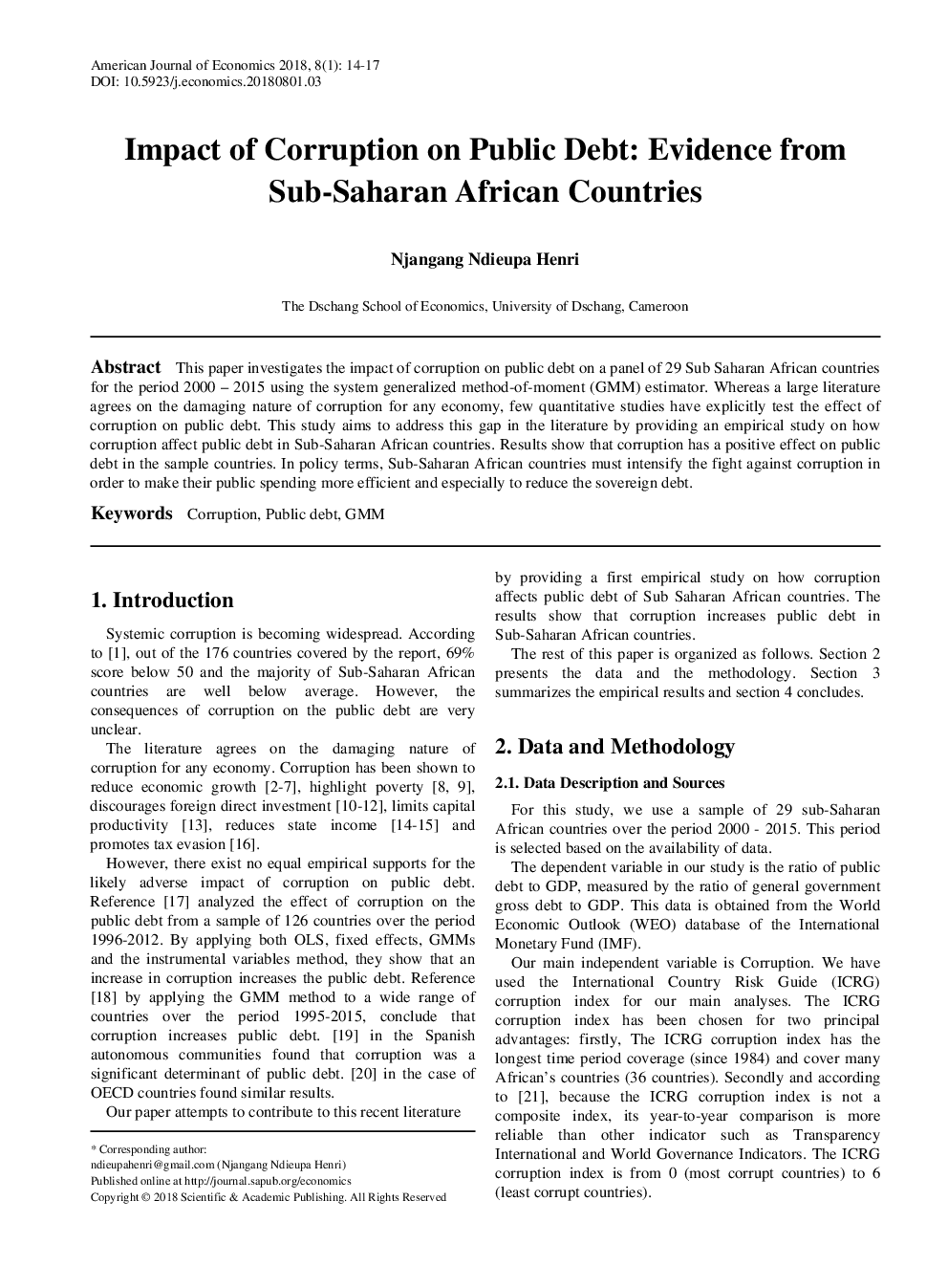 Impact Of Corruption On Public Debt Evidence From Sub-Saharan African Countries - Page 2