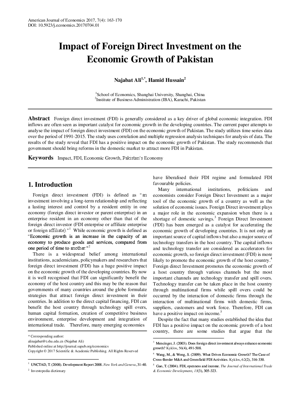 Impact Of Foreign Direct Investment On The Economic Growth Of Pakistan - Page 2