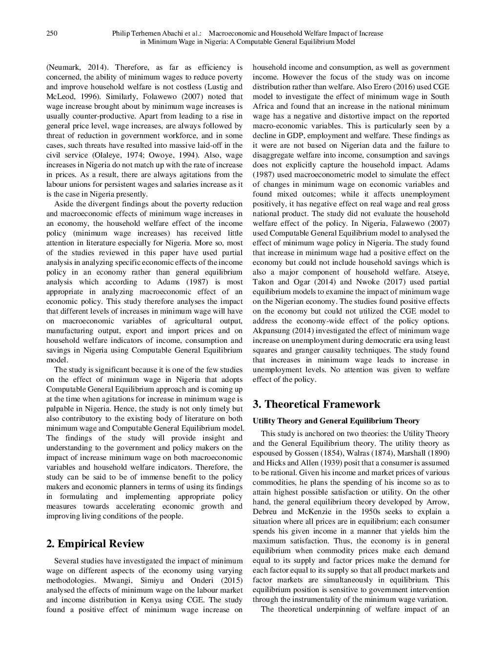 Macroeconomic And Household Welfare Impact Of Increase In Minimum Wage In Nigeria A Computable General Equilibrium Model - Page 3