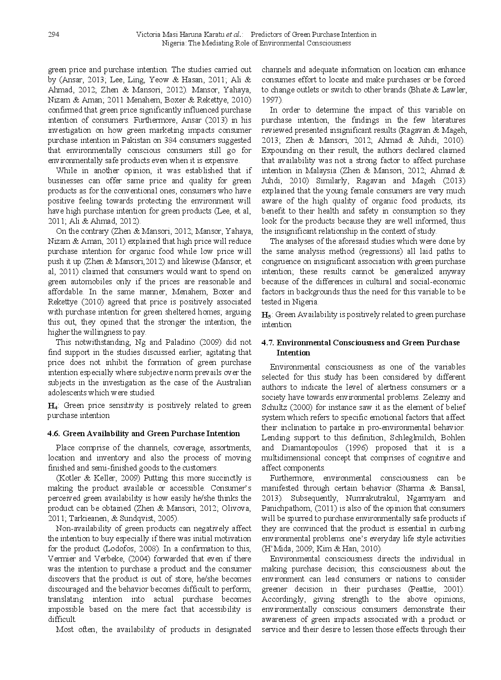 Predictors Of Green Purchase Intention In Nigeria The Mediating Role Of Environmental Consciousness - Page 5