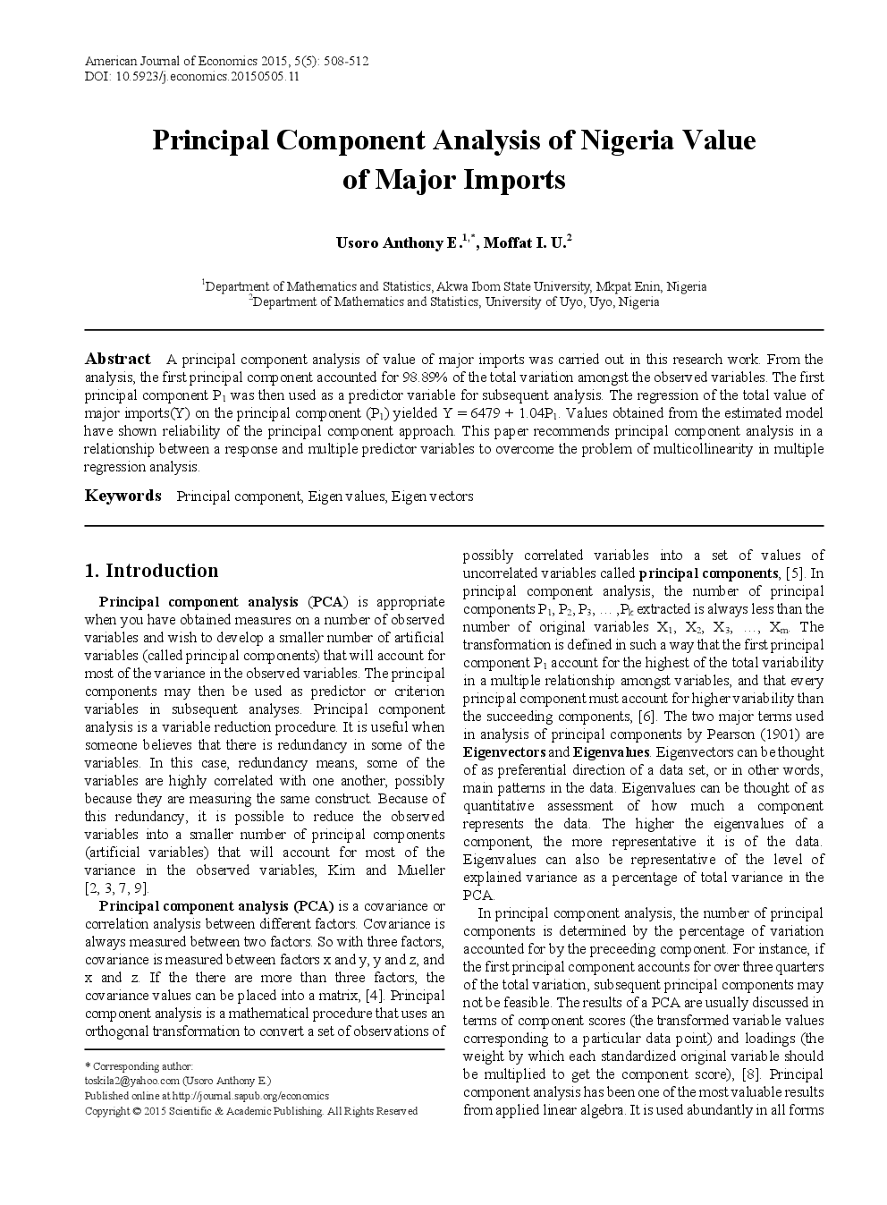 Principal Component Analysis Of Nigeria Value Of Major Imports - Page 2
