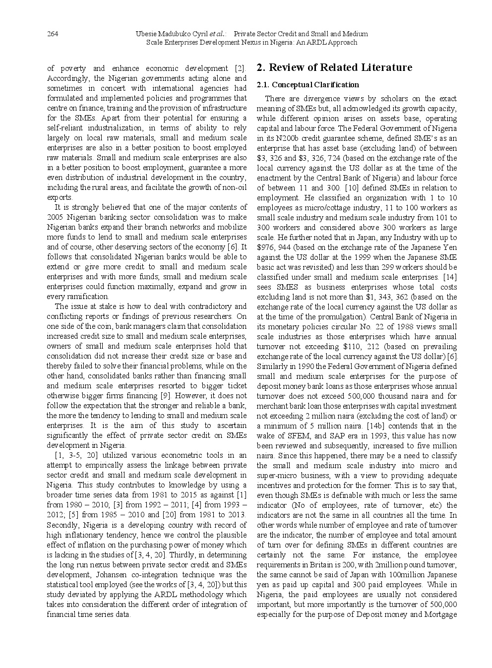 Private Sector Credit And Small And Medium Scale Enterprises Development Nexus In Nigeria An ARDL Approach - Page 3