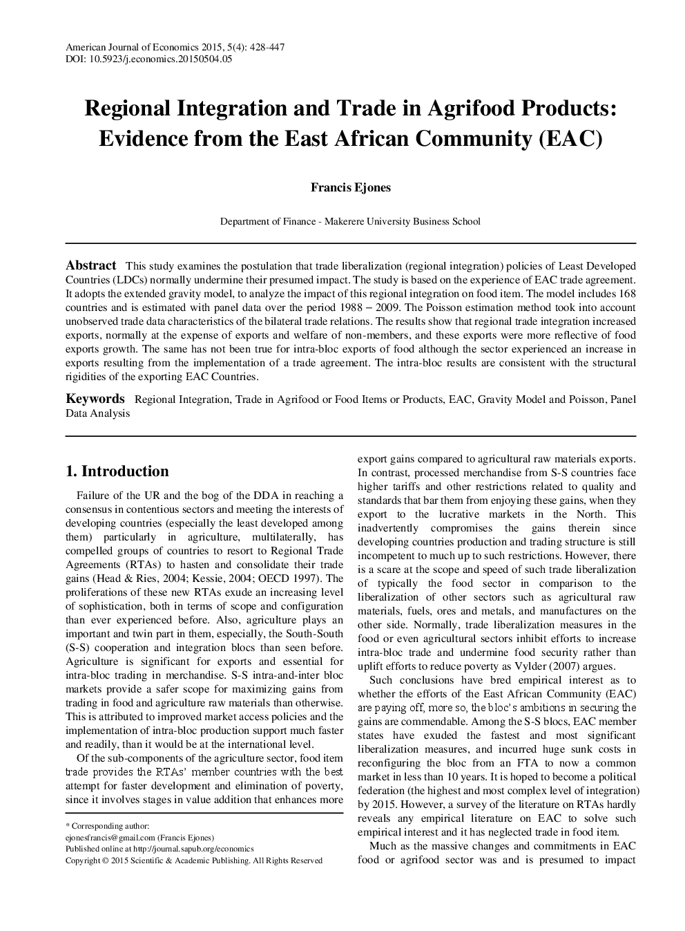 Regional Integration And Trade In Agrifood Products Evidence From The East African Community (EAC) - Page 2