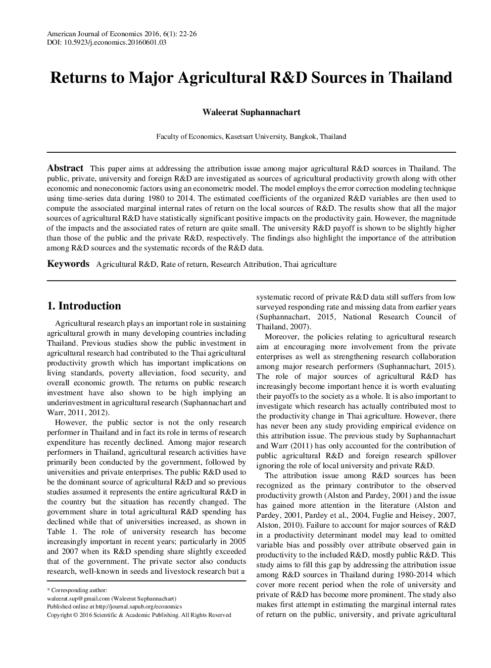 Returns To Major Agricultural R & D Sources In Thailand - Page 2