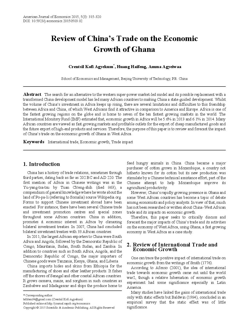 Review Of China's Trade On The Economic Growth Of Ghana - Page 2